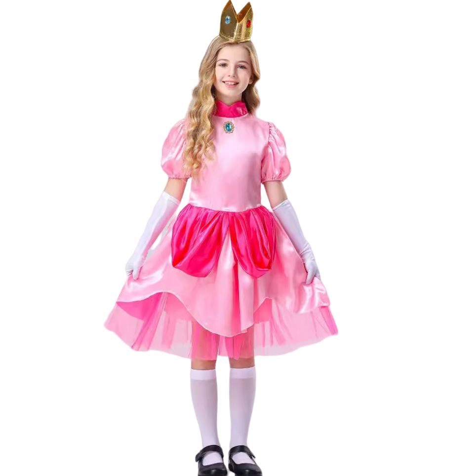 Princess Costume for Girls Kids Pink Halloween Christmas Cosplay Party drss